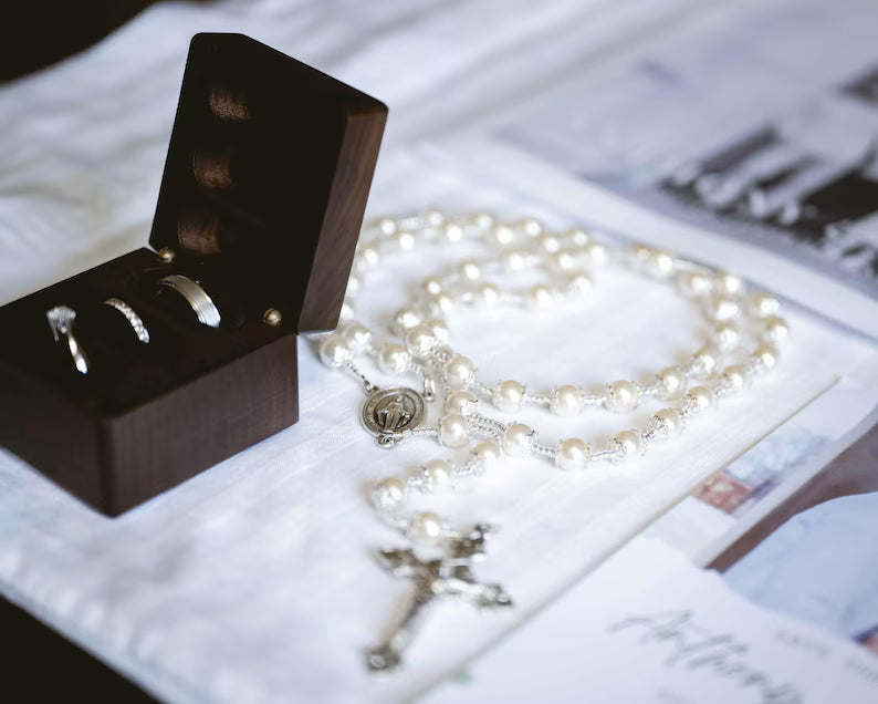 Wedding Rosary | Bride Rosary | Bouquet Rosary | Handmade Rosary | Catholic Rosary - ASUBLIMEIDEA