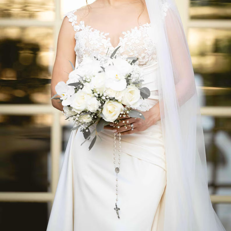Wedding Rosary | Bride Rosary | Bouquet Rosary | Handmade Rosary | Catholic Rosary - ASUBLIMEIDEA