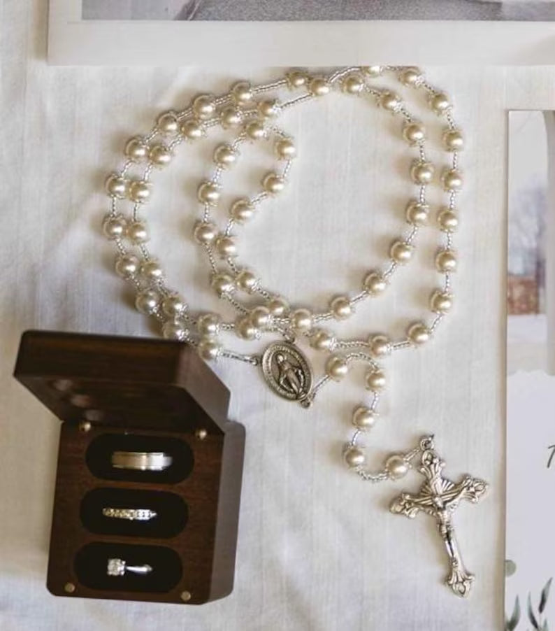 Wedding Rosary | Bride Rosary | Bouquet Rosary | Handmade Rosary | Catholic Rosary - ASUBLIMEIDEA