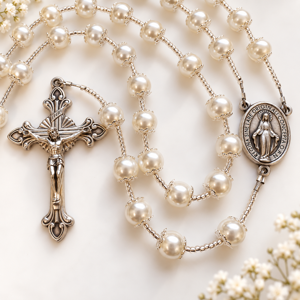 Wedding Rosary | Bride Rosary | Bouquet Rosary | Handmade Rosary | Catholic Rosary - ASUBLIMEIDEA