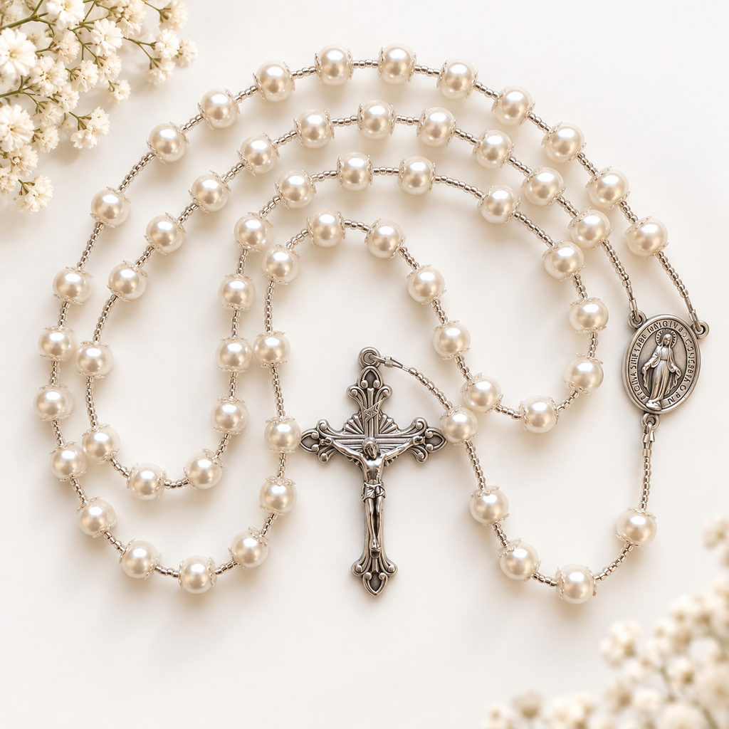 Wedding Rosary | Bride Rosary | Bouquet Rosary | Handmade Rosary | Catholic Rosary - ASUBLIMEIDEA